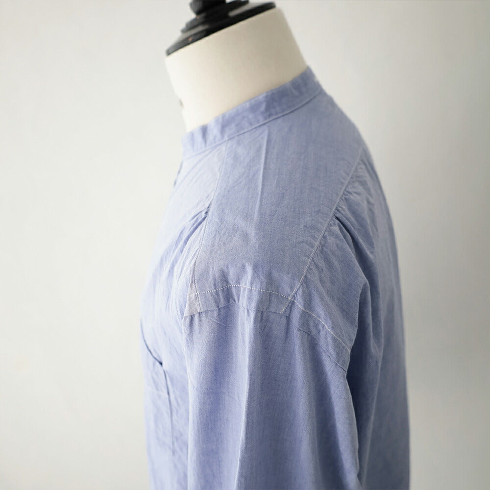 ポストオーバーオールズOriginalBLBandCollarShirt(highcountbroadclothlt.blue)(3232BHBL)PostO’Alls(メンズ)【2026春夏】*送料無料*【後払い決済不可】*