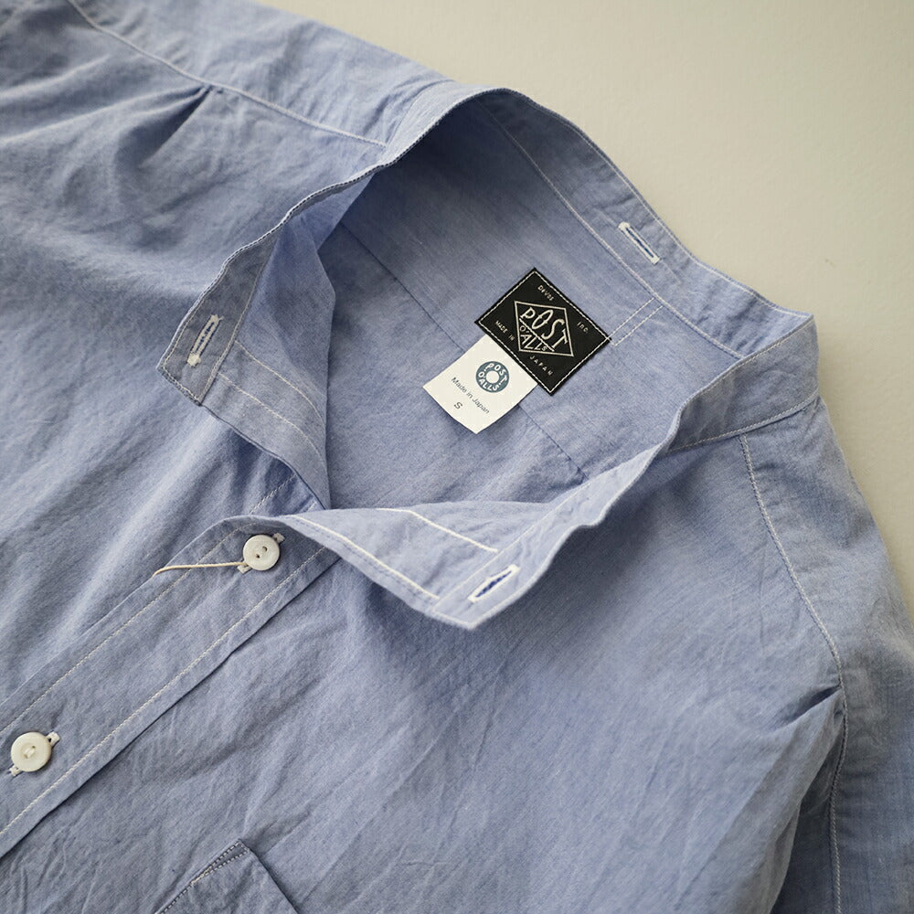 ポストオーバーオールズOriginalBLBandCollarShirt(highcountbroadclothlt.blue)(3232BHBL)PostO’Alls(メンズ)【2026春夏】*送料無料*【後払い決済不可】*