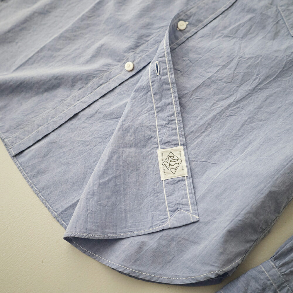 ポストオーバーオールズOriginalBLBandCollarShirt(highcountbroadclothlt.blue)(3232BHBL)PostO’Alls(メンズ)【2026春夏】*送料無料*【後払い決済不可】*