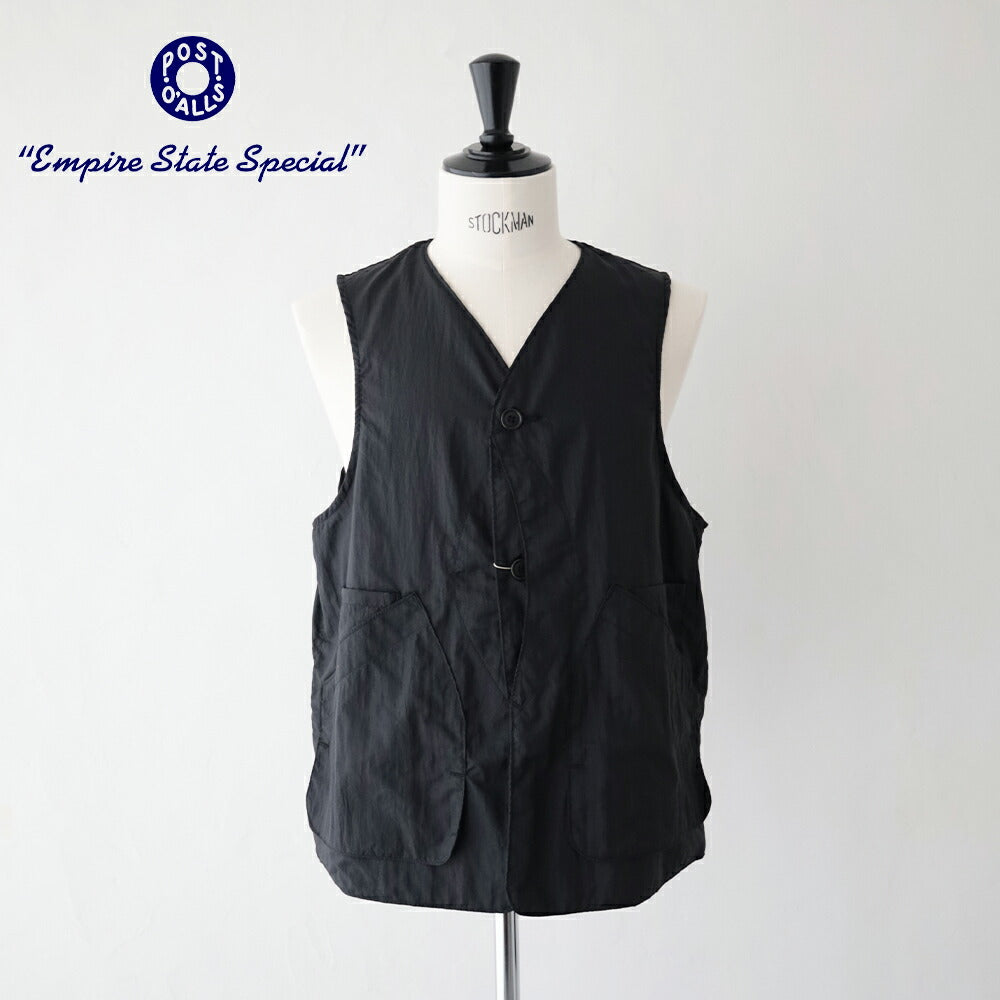 ポストオーバーオールズDEEVest2(crinklenylontaffetablack)(3503CNB)PostO’Alls(メンズ)【2026春夏】*送料無料*【後払い決済不可】*