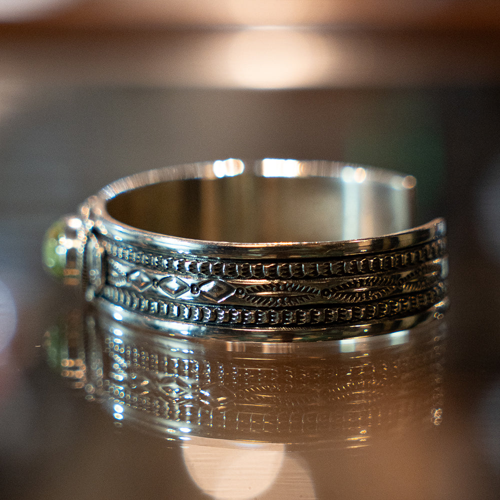 5/8" width Stamped Sonoran Gold Turquoise Bracelet<br>【Stanley Parker】<br>(LEW240402)