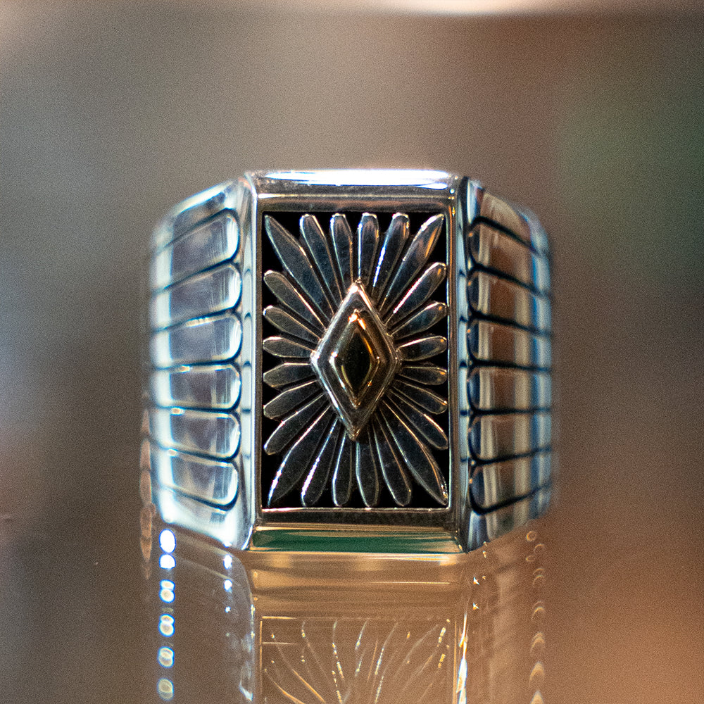Rectangle Sunburst Design Box Ring【Howard Nelson】(LEW140603)