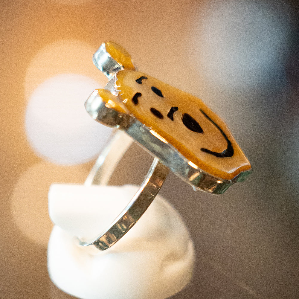 Zuni Inlay Faced Pooh Bear Adjustable Ring<br>【Don Dewa】<br>(RAY101705)