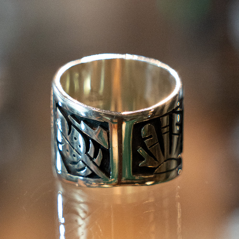 Hopi Sonoran Gold Turquoise Band Ring【Clifton Mowa】(LEW140302)