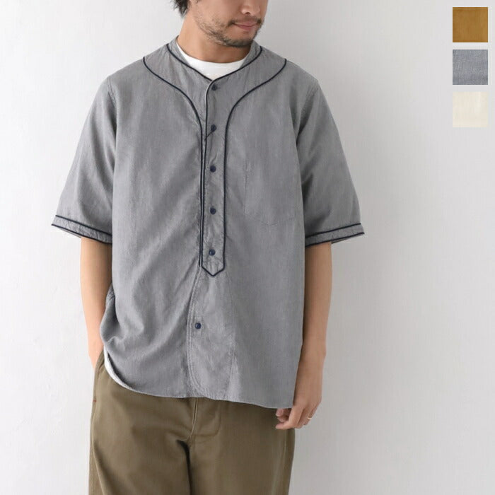 ナイジェルケーボンベースボールシャツショートスリーブ-タイプ2(80460011001)BASEBALLSHIRTSHORTSLEEVETYPE2NigelCabourn(メンズ)【2023春夏】*送料無料*【後払い決済不可】*