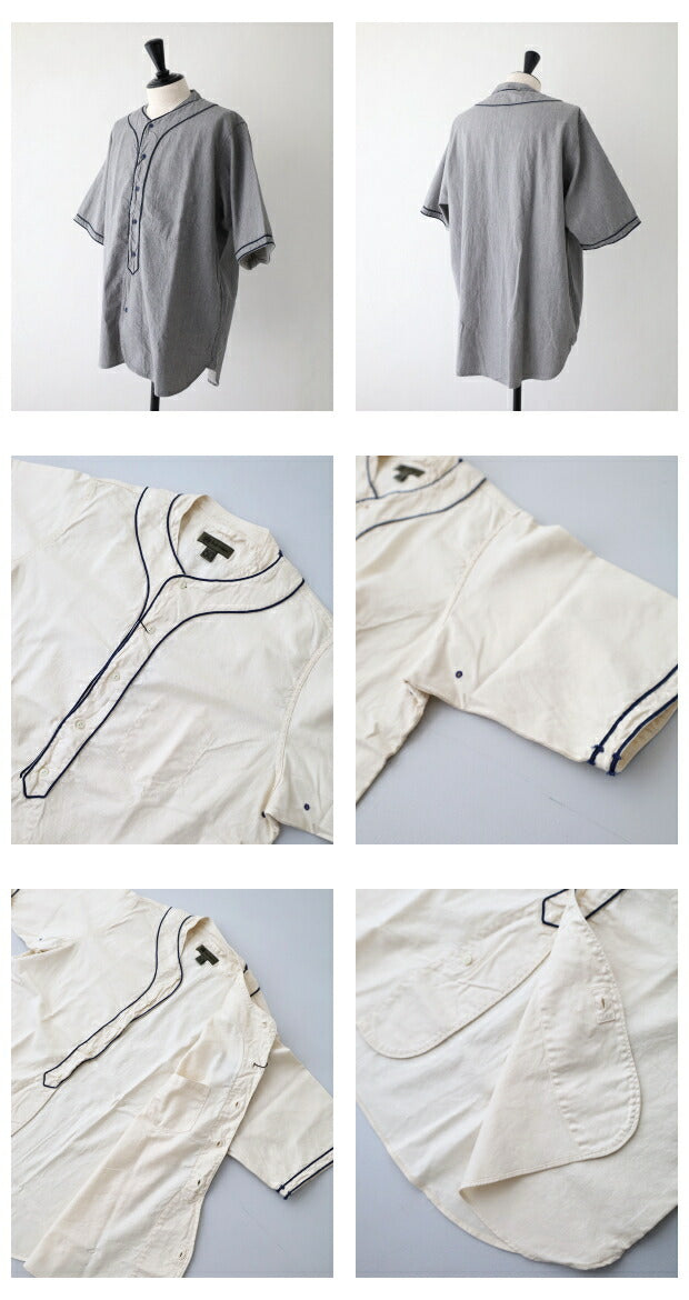 ナイジェルケーボンベースボールシャツショートスリーブ-タイプ2(80460011001)BASEBALLSHIRTSHORTSLEEVETYPE2NigelCabourn(メンズ)【2023春夏】*送料無料*【後払い決済不可】*