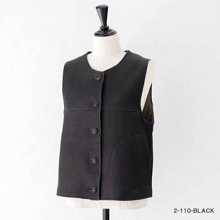 ナイジェルケーボンレザージャーキンベスト(80500890001)LEATHERJERKINVESTNigelCabourn(レディース)【2025春夏】*送料無料*【後払い決済不可】*