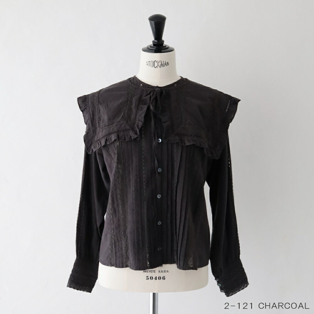 ナイジェルケーボンリバースレースブラウス-カディ(80520810701)LEAVERSLACEBLOUSEKHADINigelCabourn(レディース)【2026春夏】*送料無料*【後払い決済不可】*