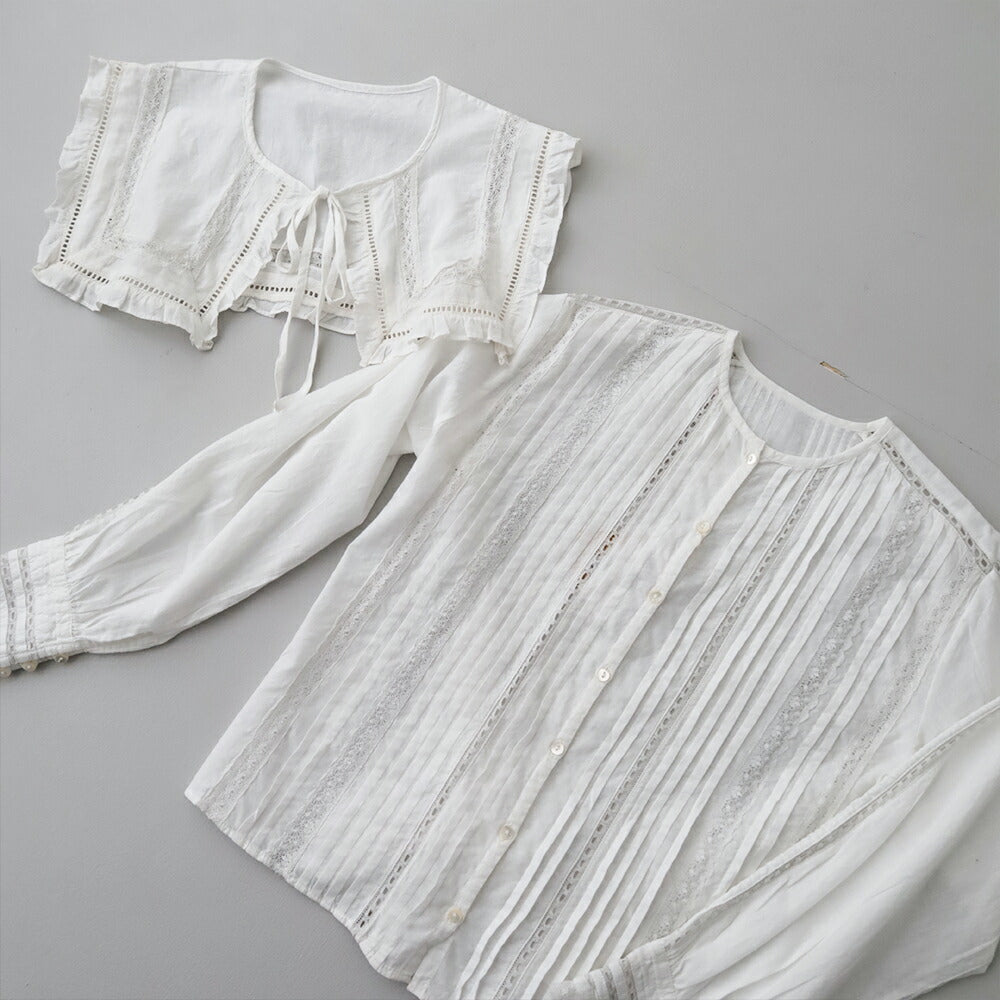 ナイジェルケーボンリバースレースブラウス-カディ(80520810701)LEAVERSLACEBLOUSEKHADINigelCabourn(レディース)【2026春夏】*送料無料*【後払い決済不可】*