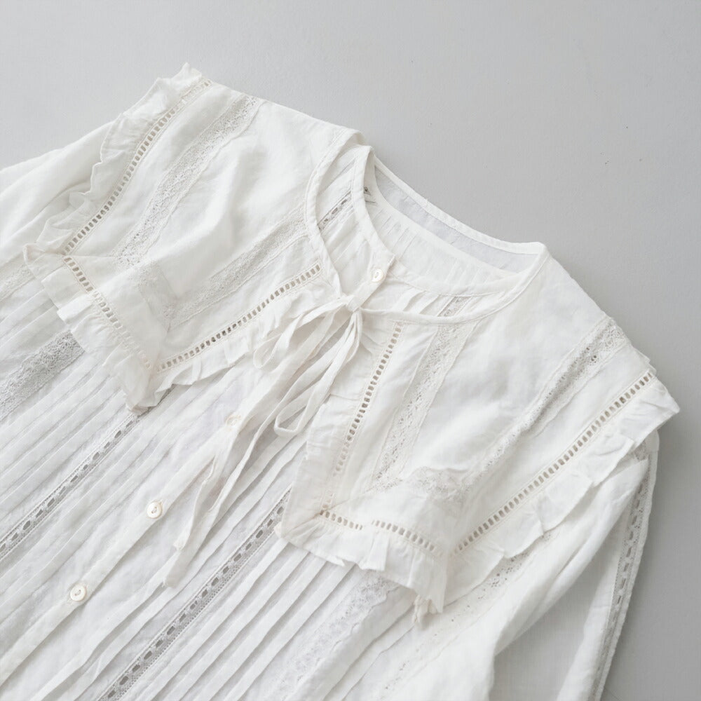 ナイジェルケーボンリバースレースブラウス-カディ(80520810701)LEAVERSLACEBLOUSEKHADINigelCabourn(レディース)【2026春夏】*送料無料*【後払い決済不可】*