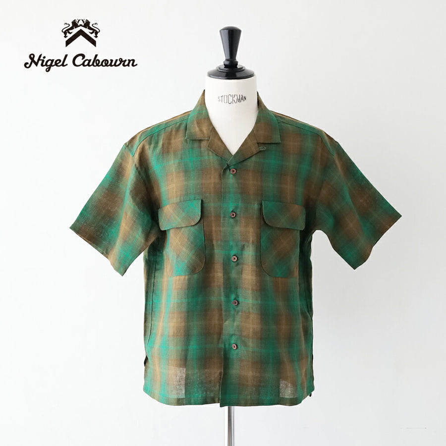 ナイジェルケーボンオープンカラーシャツ-ヘンプチェック(80520011009)OPENCOLLARSHIRTHEMPCHECKNigelCabourn(メンズ)【2026春夏】*送料無料*【後払い決済不可】*