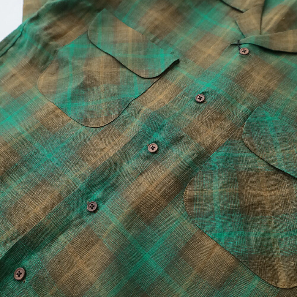 ナイジェルケーボンオープンカラーシャツ-ヘンプチェック(80520011009)OPENCOLLARSHIRTHEMPCHECKNigelCabourn(メンズ)【2026春夏】*送料無料*【後払い決済不可】*