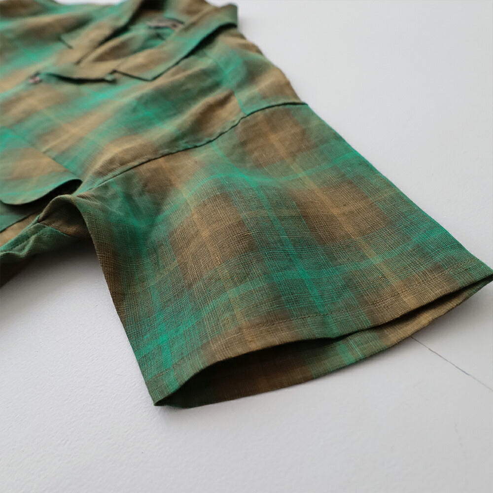 ナイジェルケーボンオープンカラーシャツ-ヘンプチェック(80520011009)OPENCOLLARSHIRTHEMPCHECKNigelCabourn(メンズ)【2026春夏】*送料無料*【後払い決済不可】*