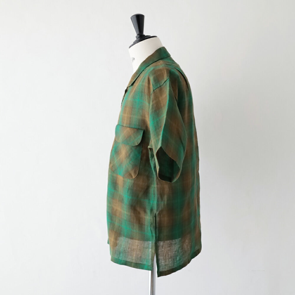 ナイジェルケーボンオープンカラーシャツ-ヘンプチェック(80520011009)OPENCOLLARSHIRTHEMPCHECKNigelCabourn(メンズ)【2026春夏】*送料無料*【後払い決済不可】*