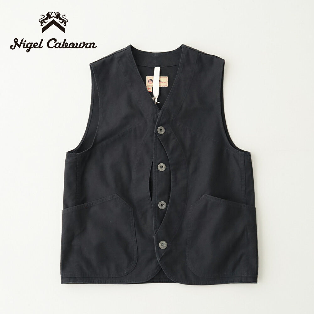 ナイジェルケーボンワークスーツベスト-スラブサテン(80521370030)V01WORKSUITVESTSLUBSATEENNigelCabourn(メンズ)【2026春夏】*送料無料*【後払い決済不可】*