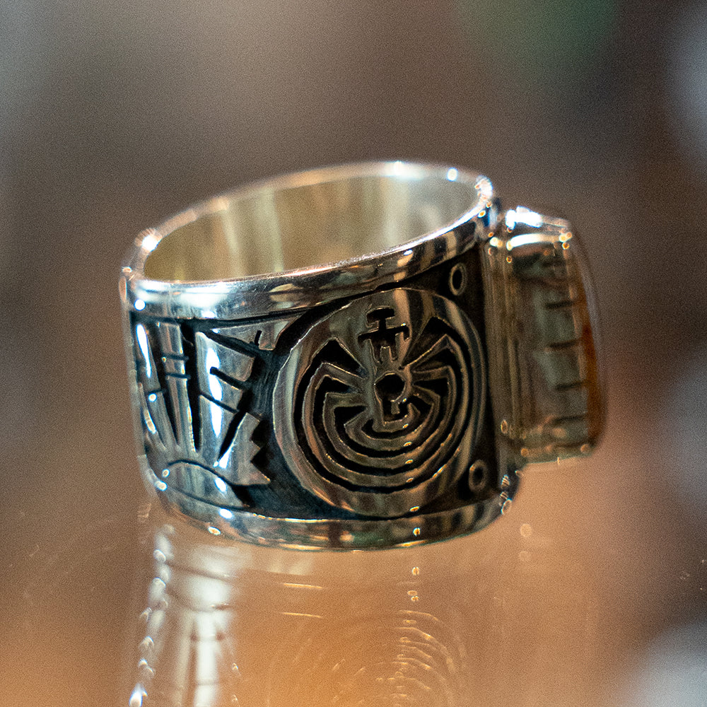 Hopi Sonoran Gold Turquoise Band Ring【Clifton Mowa】(LEW140302)