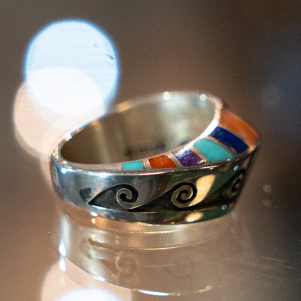 Multistone Inlay＆Overlay Twisted Ring<br>【Lonn Parker】<br>(LEW137701)
