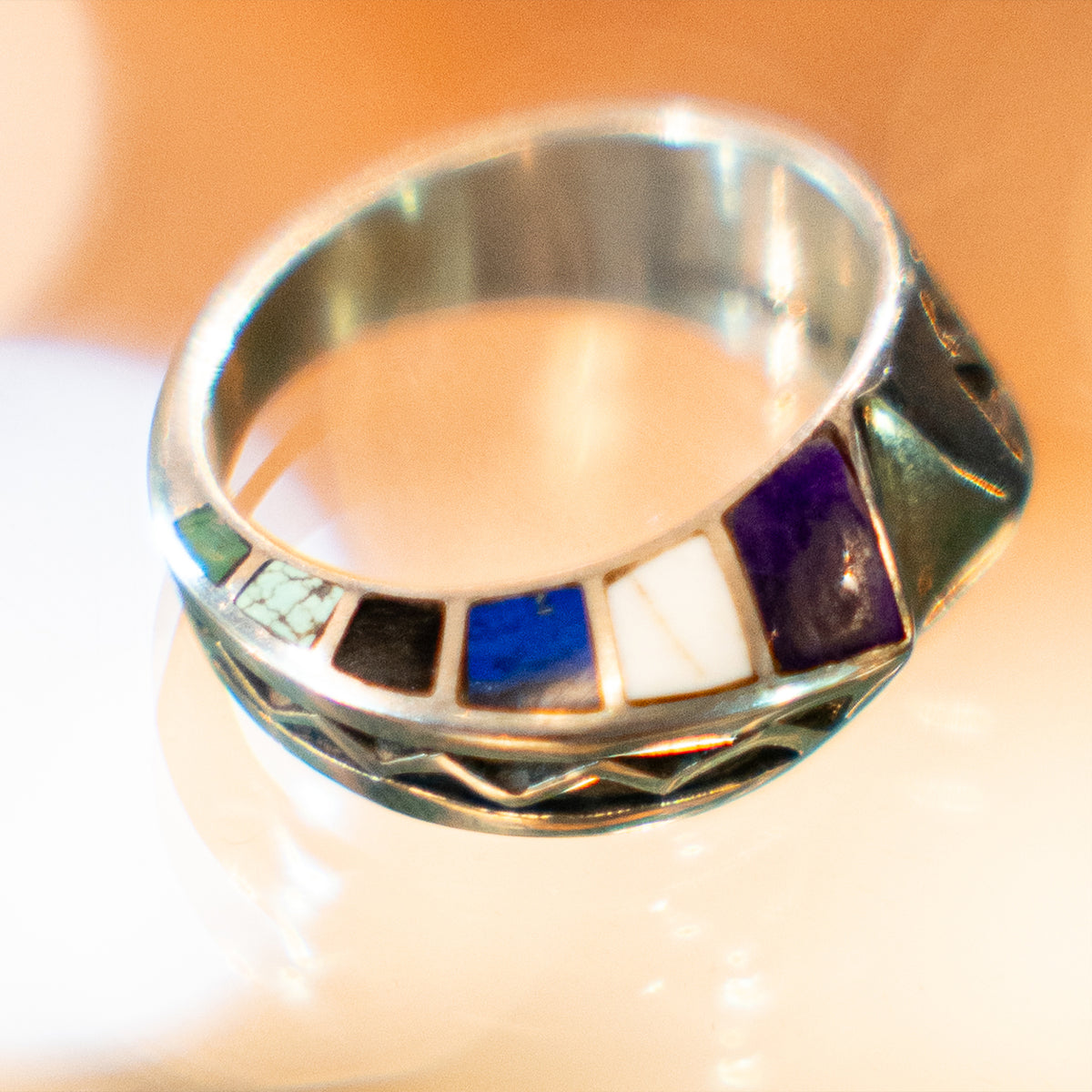 Multistone Inlay＆Overlay Twisted Ring<br>【Lonn Parker】<br>(LEW138001)<br>リングサイズ17号