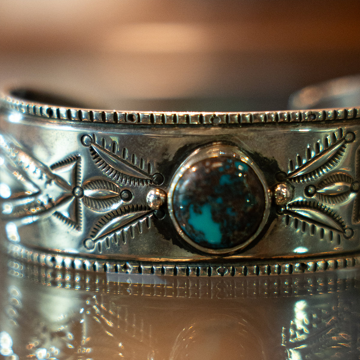 Coin Silver / Bisbee Turquoise Bracelet<br>【Arland Ben】<br>