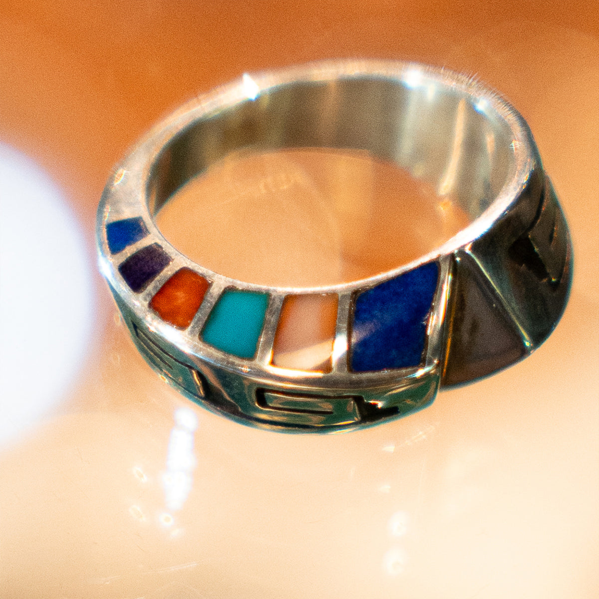 Multistone Inlay＆Overlay Twisted Ring<br>【Lonn Parker】<br>(LEW139701)<br>リングサイズ18号