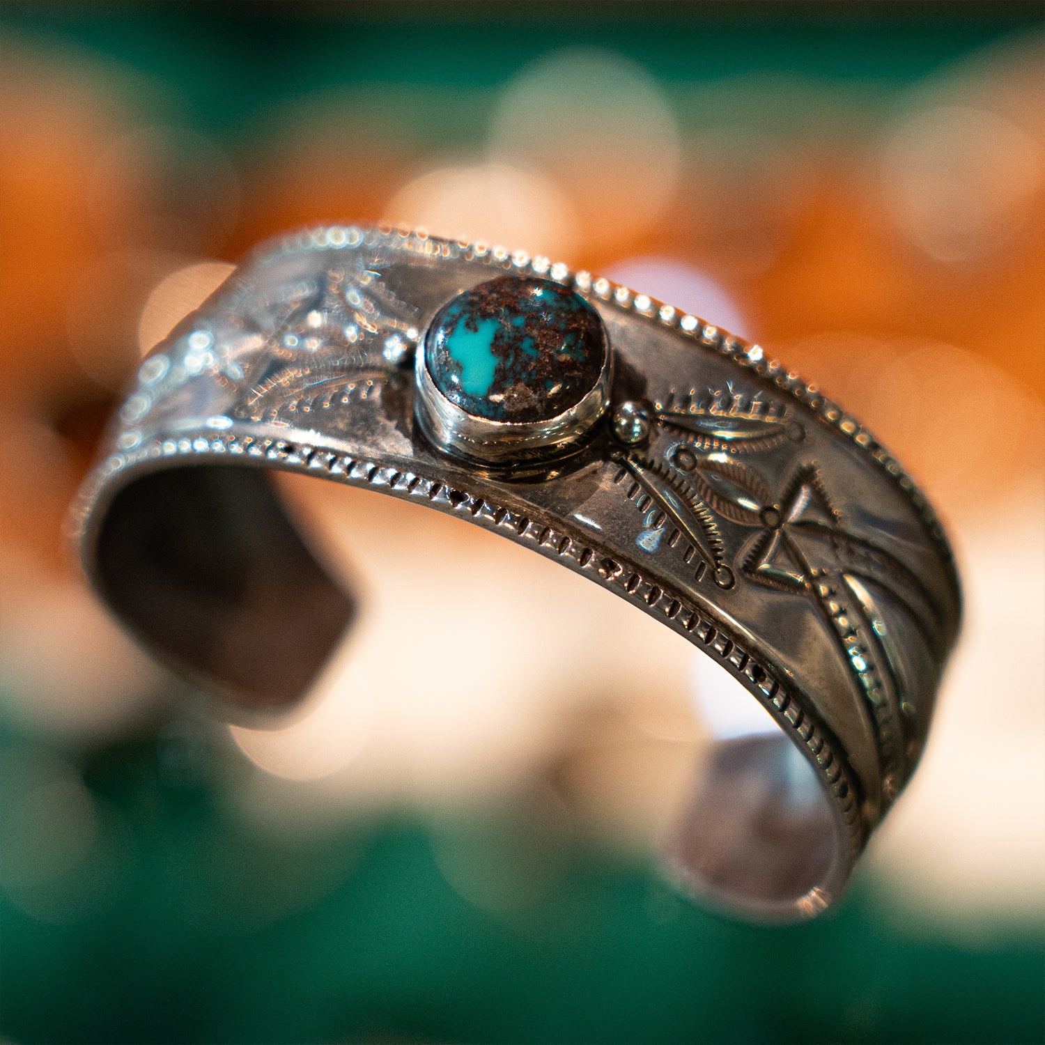 Coin Silver / Bisbee Turquoise Bracelet<br>【Arland Ben】<br>